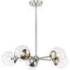 Atwell Collection Five-Light Brushed Nickel Mid-Century Modern Chandelier (P400325-009)