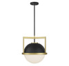Carlysle 1-Light Pendant in Matte Black with Warm Brass (7-4600-1-143)