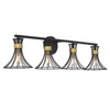 Breur 4-Light Bathroom Vanity Light in Matte Black with Warm Brass Accents (8-6080-4-143)