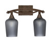 Bow 2 Light Bath Bar Shown In Bronze Finish With 5" Smoke Textured Glass (172-BRZ-4252)