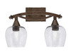 Bow 2 Light Bath Bar Shown In Bronze Finish With 6" Smoke Bubble Glass (172-BRZ-4812)