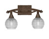 Bow 2 Light Bath Bar Shown In Bronze Finish With 6" Clear Ribbed Glass (172-BRZ-5110)