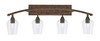 Bow 4 Light Bath Bar Shown In Bronze Finish With 5" Clear Bubble Glass (174-BRZ-210)