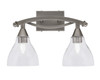 Bow 2 Light Bath Bar Shown In Brushed Nickel Finish With 6.25" Clear Bubble Glass (172-BN-4760)