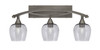 Bow 3 Light Bath Bar Shown In Brushed Nickel Finish With 6" Smoke Bubble Glass (173-BN-4812)