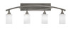 Bow 4 Light Bath Bar Shown In Brushed Nickel Finish With 4" White Muslin Glass (174-BN-310)