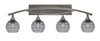 Bow 4 Light Bath Bar Shown In Brushed Nickel Finish With 6" Smoke Ribbed Glass (174-BN-5112)