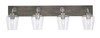Oxbridge 4 Light Bath Bar In Graphite & Painted Distressed Wood-look Metal Finish With 5" Clear Bubble Glass (1774-GPDW-210)