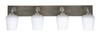 Oxbridge 4 Light Bath Bar In Graphite & Painted Distressed Wood-look Metal Finish With 5" White Muslin Glass (1774-GPDW-211)