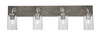 Oxbridge 4 Light Bath Bar In Graphite & Painted Distressed Wood-look Metal Finish With 4" Smoke Bubble Glass (1774-GPDW-3002)