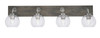 Oxbridge 4 Light Bath Bar In Graphite & Painted Distressed Wood-look Metal Finish With 5.75" Clear Bubble Glass (1774-GPDW-4100)