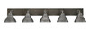 Oxbridge 5 Light Bath Bar In Graphite & Painted Distressed Wood-look Metal Finish With 7" Graphite Double Bubble Metal Shades (1775-GPDW-427-GP)