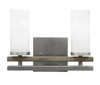 Belmont 2 Light Bath Bar In Graphite & Painted Distressed Wood-look Metal Finish With 2.5" White Marble Glass (2712-GPDW-811)