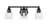 Paramount 3 Light Bath Bar In Matte Black Finish With 4.5" Clear Bubble Glass  (3423-MB-461)