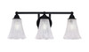 Paramount 3 Light Bath Bar In Matte Black Finish With 5.5" Fluted Italian Ice Glass (3423-MB-729)