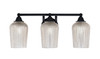 Paramount 3 Light Bath Bar In Matte Black Finish With 5" Silver Textured Glass (3423-MB-4253)