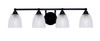 Paramount 4 Light Bath Bar In Matte Black Finish With 5" Clear Ribbed Glass (3424-MB-500)
