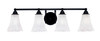 Paramount 4 Light Bath Bar In Matte Black Finish With 5.5" Fluted Italian Ice Glass (3424-MB-729)