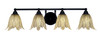 Paramount 4 Light Bath Bar In Matte Black Finish With 7" Vanilla Leaf Glass (3424-MB-1025)