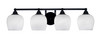 Paramount 4 Light Bath Bar In Matte Black Finish With 6" White Marble Glass (3424-MB-4811)