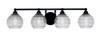 Paramount 4 Light Bath Bar In Matte Black Finish With 6" Clear Ribbed Glass (3424-MB-5110)