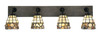 Oxbridge 4 Light Bath Bar In Matte Black & Painted Distressed Wood-look Metal Finish With 7" Cobblestone Art Glass (1774-MBDW-9735)