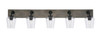 Oxbridge 5 Light Bath Bar In Matte Black & Painted Distressed Wood-look Metal Finish With 5" Clear Bubble Glass (1775-MBDW-210)