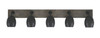 Oxbridge 5 Light Bath Bar In Matte Black & Painted Distressed Wood-look Metal Finish With 5" Black Matrix Glass (1775-MBDW-4029)