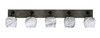 Oxbridge 5 Light Bath Bar In Matte Black & Painted Distressed Wood-look Metal Finish With 6" Onyx Swirl Glass (1775-MBDW-4819)