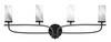 Monterey 4 Light Bath Bar In Matte Black & Painted Distressed Wood-look Metal Finish With 2.5" Onyx Swirl Glass (2914-MBDW-802)