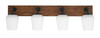Oxbridge 4 Light Bath Bar In Matte Black & Painted Wood-look Metal Finish With 5" White Muslin Glass (1774-MBWG-211)