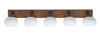 Oxbridge 5 Light Bath Bar In Matte Black & Painted Wood-look Metal Finish With 7" White Muslin Glass (1775-MBWG-212)