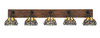 Oxbridge 5 Light Bath Bar In Matte Black & Painted Wood-look Metal Finish With 7" Grand Merlot Art Glass (1775-MBWG-9435)