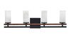 Belmont 4 Light Bath Bar In Matte Black & Painted Wood-look Metal Finish With 2.5" White Marble Glass (2714-MBWG-811)