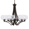 Zilo Uplight, 6 Light, Chandelier In Dark Granite Finish With 7" Clear Bubble Glass (566-DG-202)