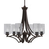 Zilo Uplight, 6 Light, Chandelier In Dark Granite Finish With 4" Smoke Bubble Glass (566-DG-3002)