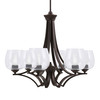 Zilo Uplight, 6 Light, Chandelier In Dark Granite Finish With 6" Clear Bubble Glass (566-DG-4810)