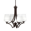 Zilo Uplight, 4 Light, Chandelier In Dark Granite Finish With 5" White Muslin Glass (564-DG-211)