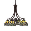 Zilo Downlight, 4 Light, Chandelier In Dark Granite Finish With 7" Grand Merlot Art Glass (568-DG-9435)