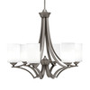 Zilo Uplight, 6 Light, Chandelier In Graphite Finish With 4" White Muslin Glass (566-GP-310)