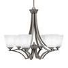 Zilo Uplight, 6 Light, Chandelier In Graphite Finish With 4.5" White Muslin Glass (566-GP-460)