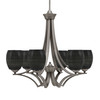 Zilo Uplight, 6 Light, Chandelier In Graphite Finish With 5" Black Matrix Glass (566-GP-4029)