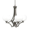 Zilo Uplight, 4 Light, Chandelier In Graphite Finish With 7" White Muslin Glass (564-GP-212)
