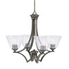 Zilo Uplight, 4 Light, Chandelier In Graphite Finish With 7" Clear Bubble Glass (564-GP-302)