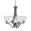Zilo Uplight, 4 Light, Chandelier In Graphite Finish With 5" Clear Ribbed Glass (564-GP-500)