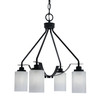 Odyssey Downlight, 4 Light, Chandelier In Matte Black Finish With 4" White Marble Glass (2604-MB-3001)