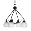 Odyssey Downlight, 4 Light, Chandelier In Matte Black Finish With 6" Clear Ribbed Glass (2604-MB-5110)