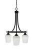 Paramount Downlight, 3 Light, Chandelier In Matte Black Finish With 5" White Muslin Glass (3413-MB-211)