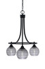 Paramount Downlight, 3 Light, Chandelier In Matte Black Finish With 6" Smoke Ribbed Glass (3413-MB-5112)