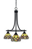 Paramount Downlight, 3 Light, Chandelier In Matte Black Finish With 7" Grand Merlot Art Glass (3413-MB-9435)